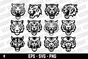 tiger head illustrations SVG, an Animal Illustration by Vectorhight (Thumbnail 1 of 5)