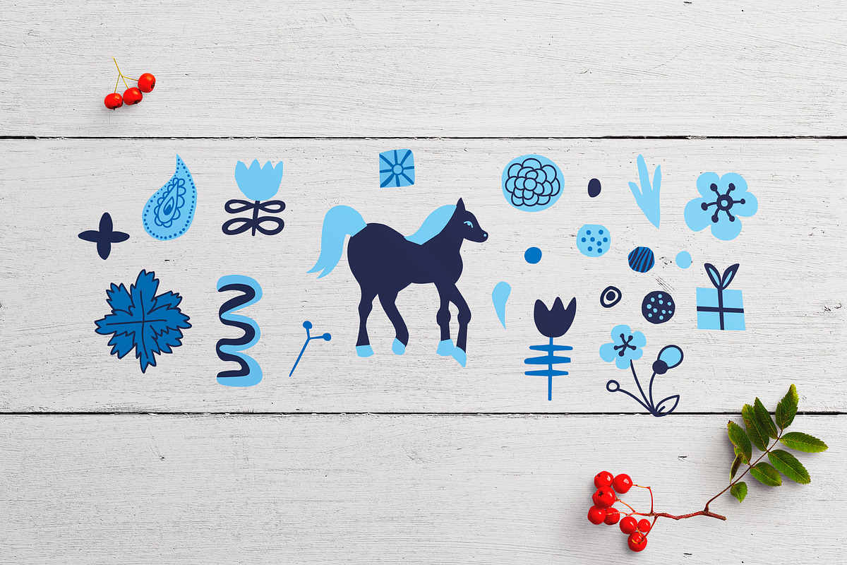 Blue Christmas Horse Illustrations, an Animal Illustration by Lucyinyourheart (Photo 4 of 6)