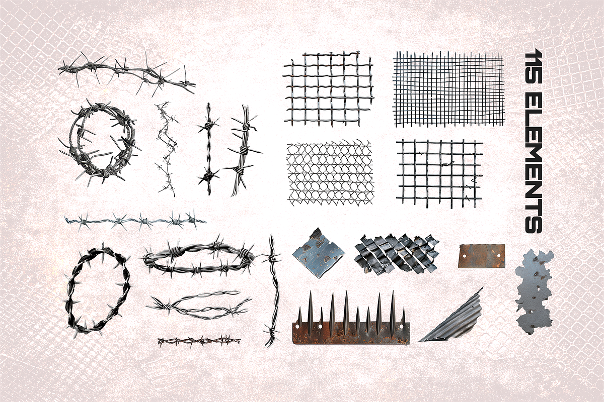 METALLIC GRUNGE ELEMENTS, an Object Graphic by BeNone Designs (Photo 2 of 5)