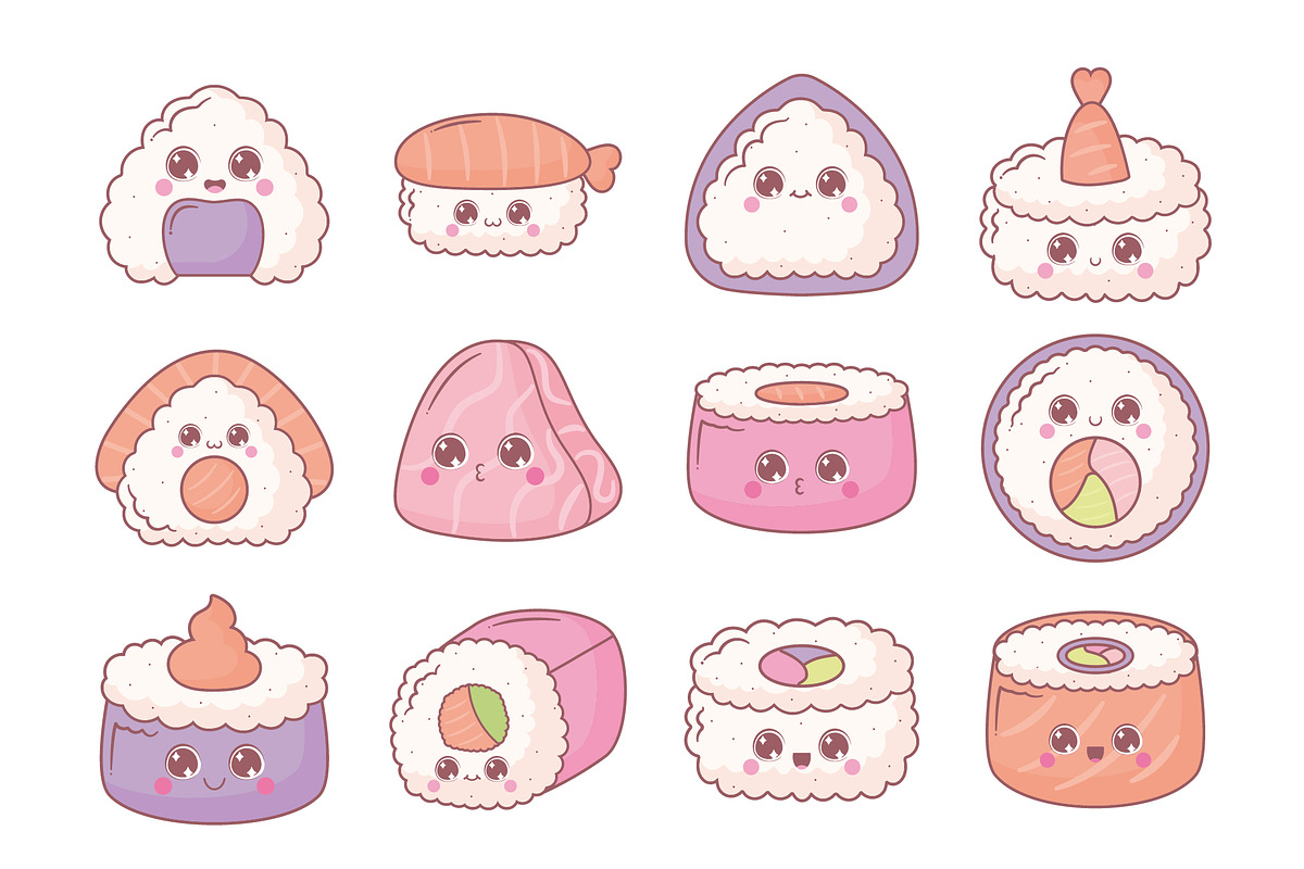 Sushi Kawaii Illustration Set