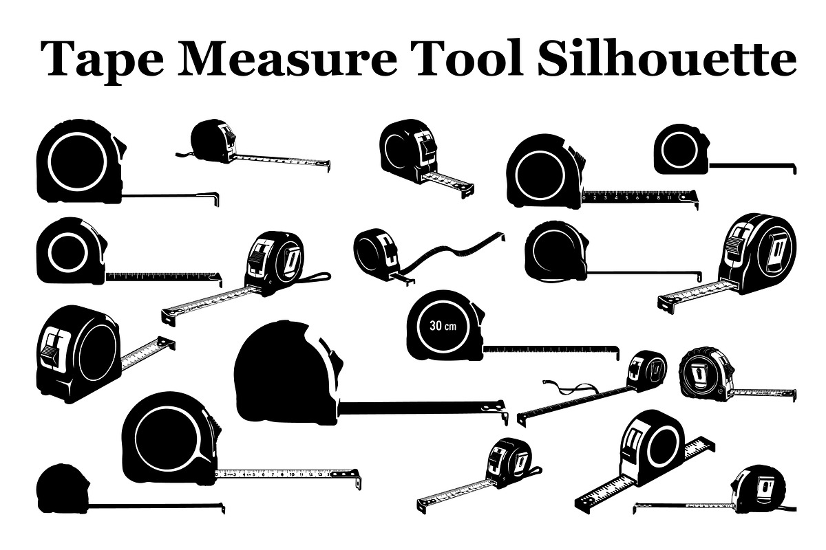 Tape Measure Tool Silhouette Bundle, a Graphic by Designer_Momina (Photo 1 of 10)