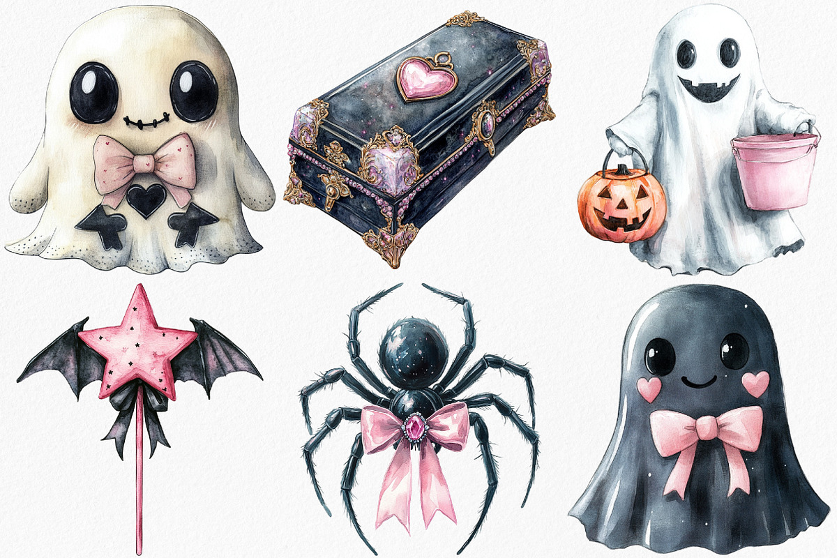 Watercolor Black Pink Halloween, an Illustration by Canvas Craft (Photo 2 of 7)