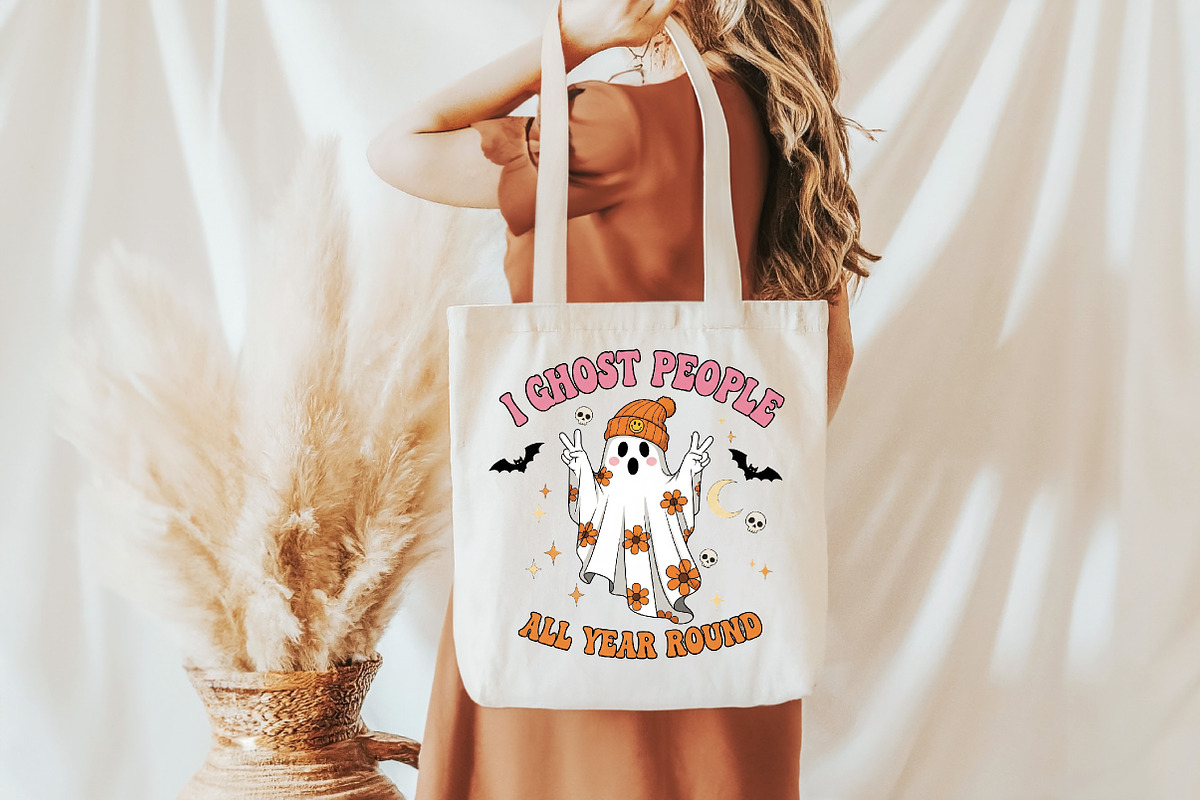 Retro Halloween Ghost PNG Sublimatio, an Illustration by DreamCafeArt (Photo 3 of 7)