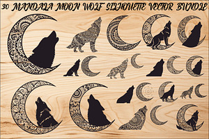 Mandala Moon Wolf SVG Bundle, an Illustration by Gaye Art