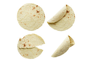Set of pitta breads isolated on a