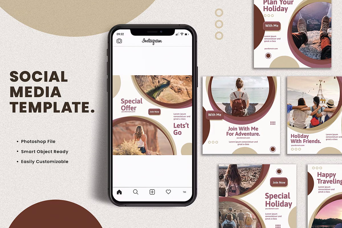 Travel Social Media Template, a Social Media Template by Xtrahive (Photo 1 of 4)