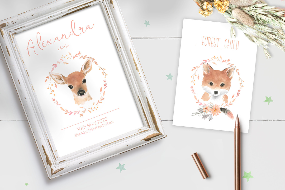 watercolor forest animal portraits, an Animal Illustration by beehouse studio (Photo 11 of 11)