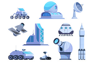 Cartoon space exploration elements, an Illustration by Valerie Bodnar