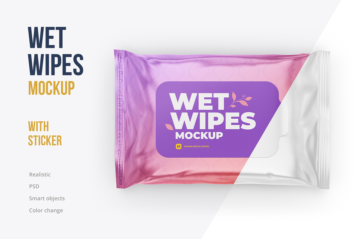 Wet wipes mockup. Top view, a Packaging Mockup by easymock (Photo 1 of 7)