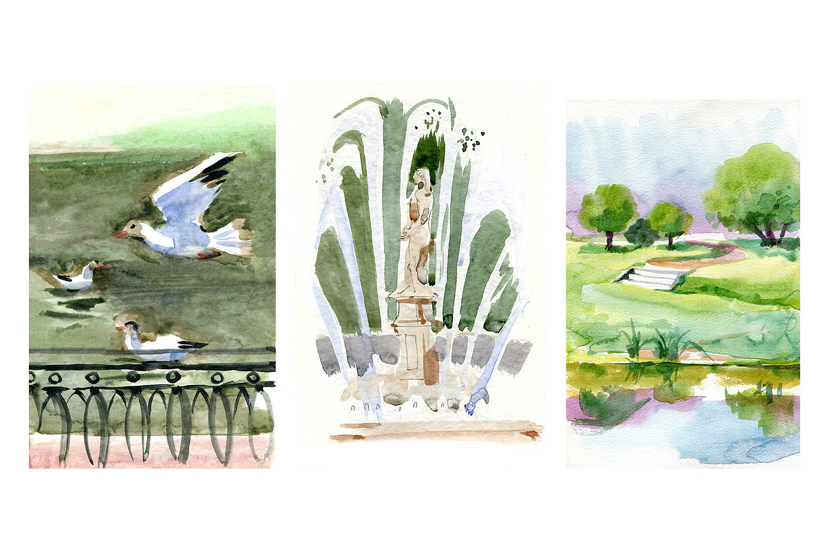 Saint-Petersburg watercolor sketches, an Object Illustration by NataliMiasStore (Photo 5 of 9)