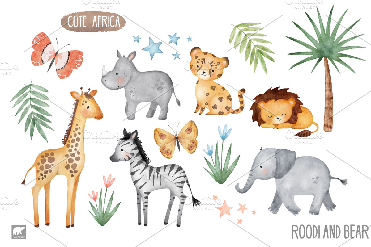 African Safari Animals, a Decorative Illustration by Roodi and Bear (Photo 2 of 2)