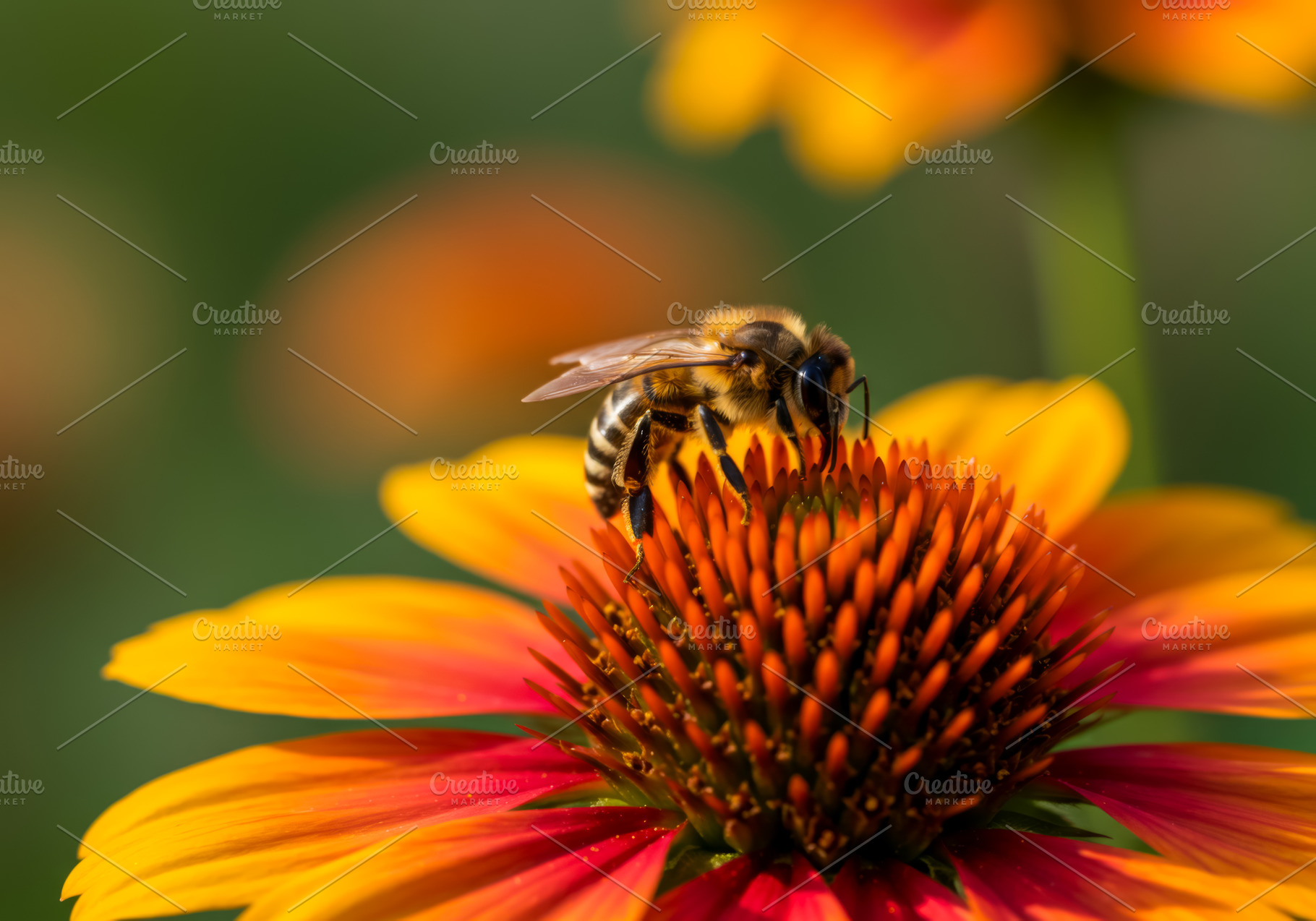 Close-up of a bee collecting nectar, a Nature Photo by professorinc