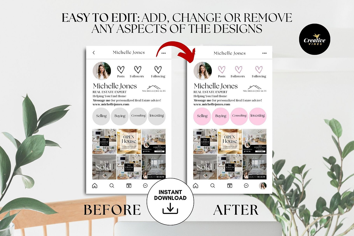 Real Estate Instagram Business Card, a Business Card Template by CreativeVinesStore (Photo 5 of 6)