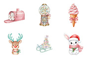 Retro Pastel Christmas Clipart PNG, an Illustration by SinaCreation (Thumbnail 3 of 7)