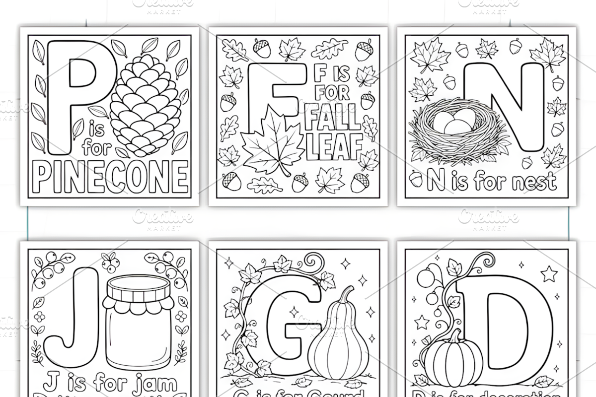 Autumn ABC Bold and Easy Coloring, a Seasonal Illustration by Coco Bloom (Photo 3 of 3)