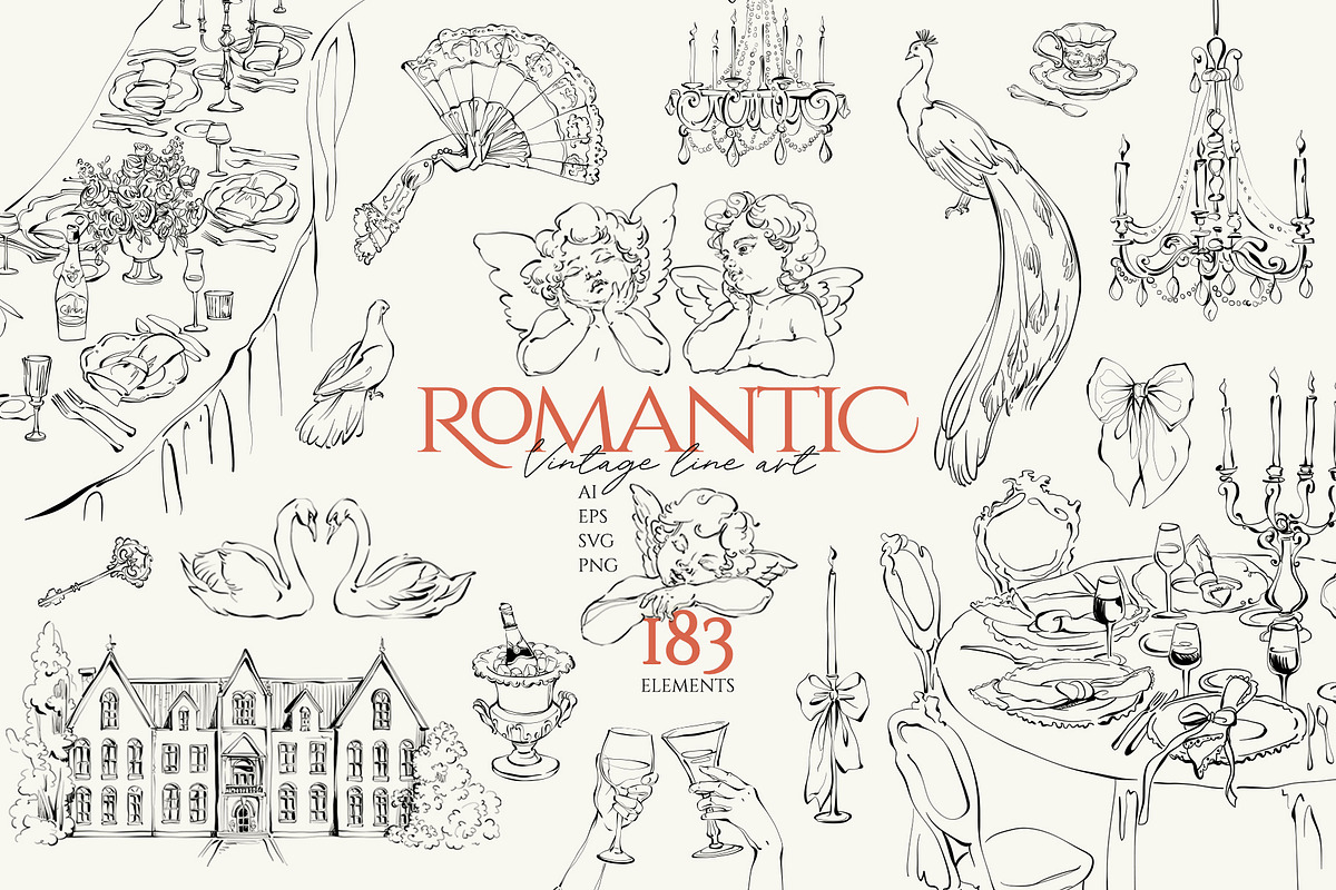 Vintage Wedding Line Art Collection, an Object Illustration by Berentine.art (Photo 1 of 14)