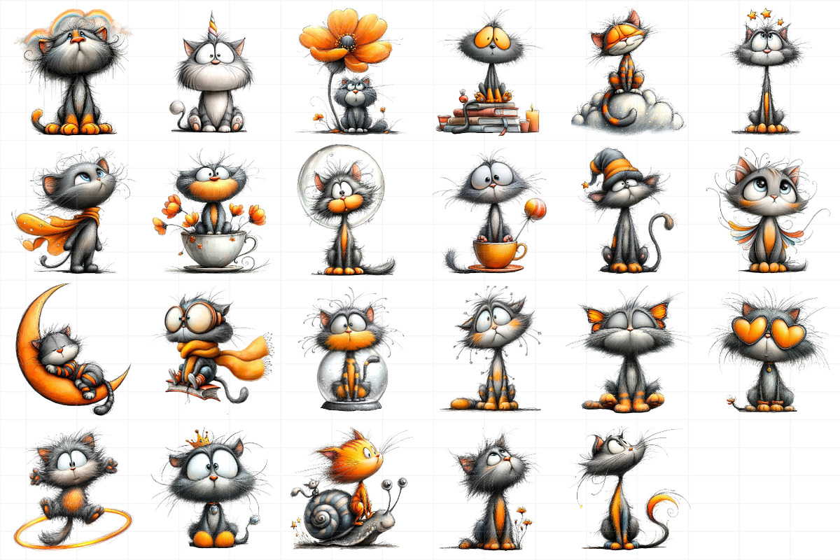 Whimsical Cat Clipart, an Illustration by Daily.Designs (Photo 4 of 5)
