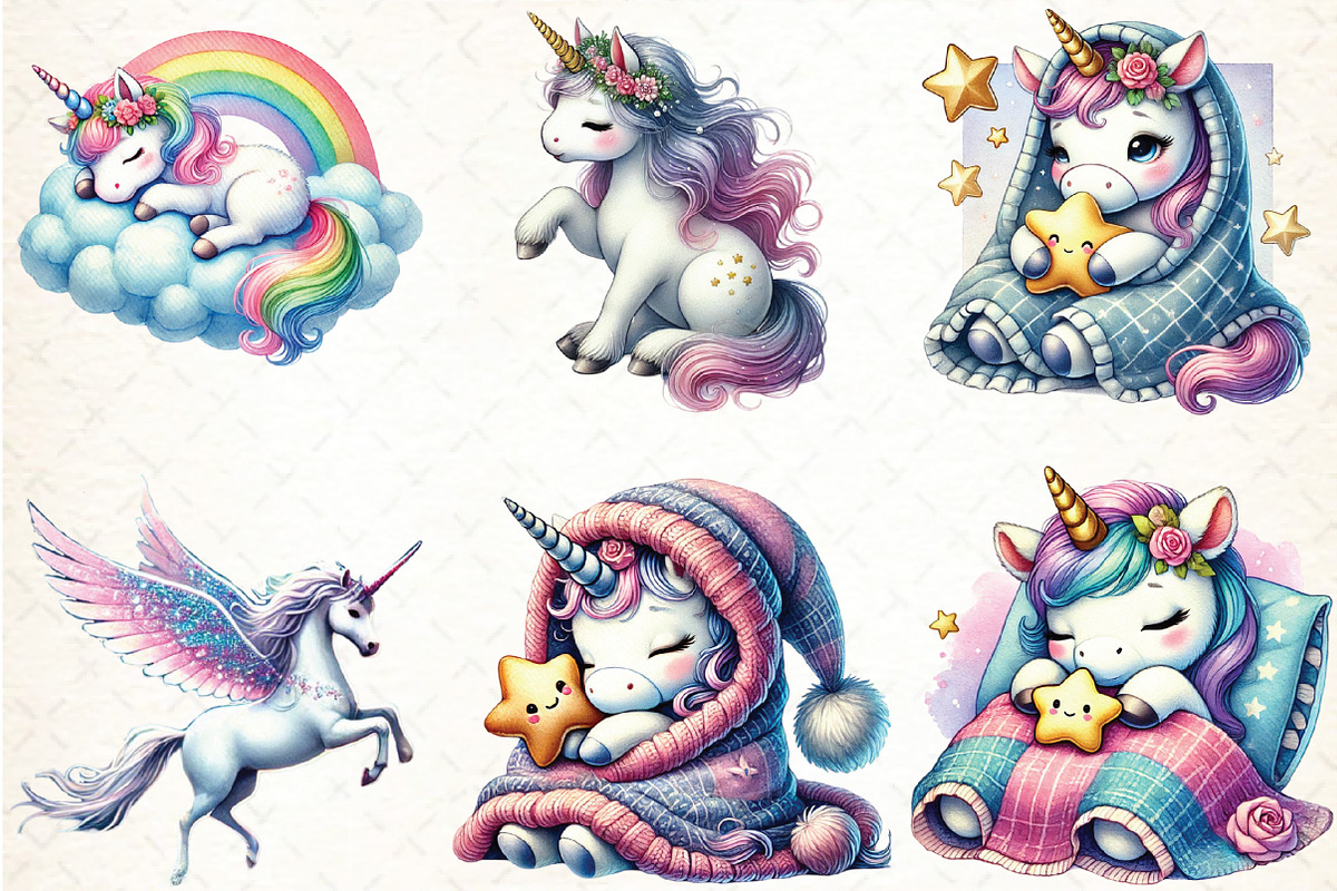 Watercolor Unicorn Cute Horse, an Illustration by DreamCafeArt (Photo 2 of 4)