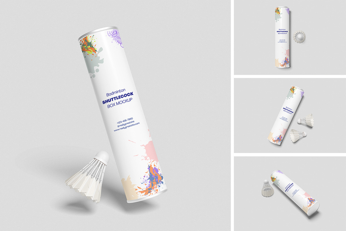 Badminton Shuttlecock Box Mockup, an Advertising Mockup by swsi-studio (Photo 1 of 6)
