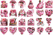 Watercolor Valentine's Day Clipart, an Illustration by DreamCafeArt (Thumbnail 2 of 6)
