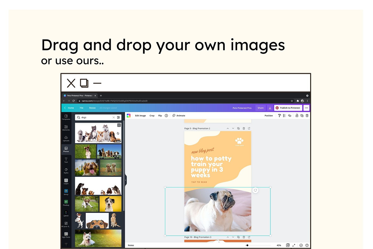 Pets Pinterest Pins Canva Templates, a Social Media Template by Cultive Creative (Photo 6 of 12)