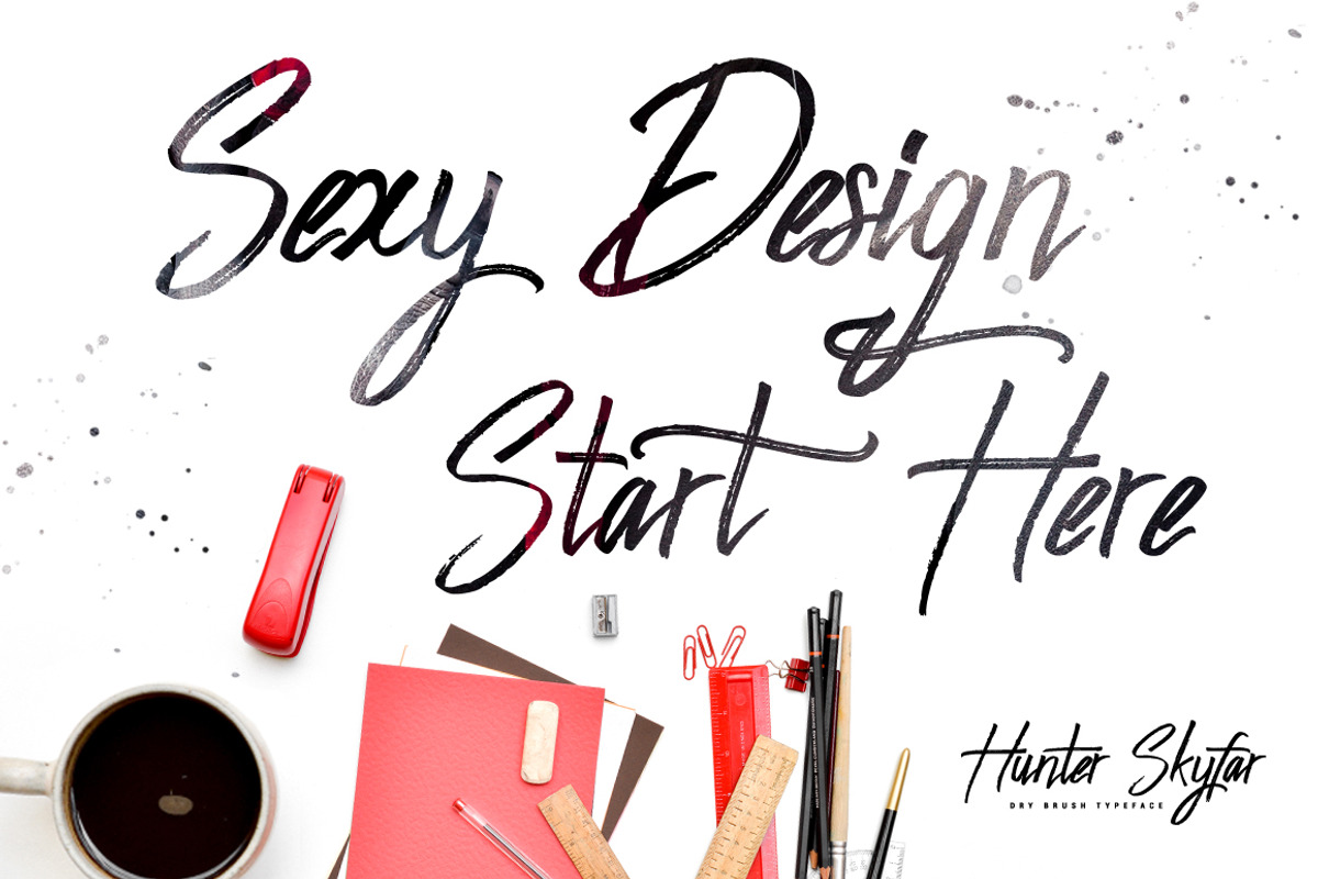 Hunter Skyfar- Dry Brush Script, a Script Font by FHFont (Photo 11 of 12)
