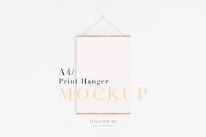 A4 Wooden Print Hanger Mockup