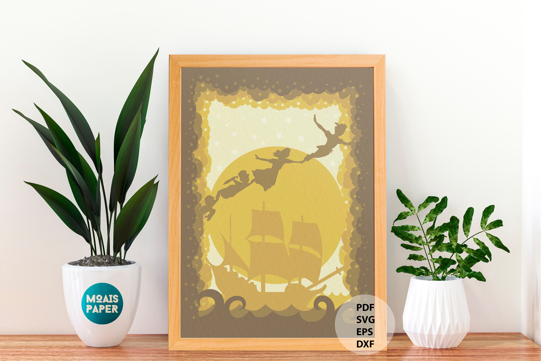 Peter Pan Paper Cut Ligthbox by Moaispaper  Creative Market