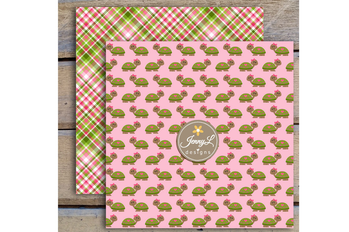 Turtle Girl Digital Paper & clipart, a Pattern Graphic by JennyL Designs (Photo 4 of 6)