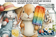 Whimsical Summer Bunny Clipart PNG, a Seasonal Illustration by Canvas Craft (Thumbnail 1 of 7)