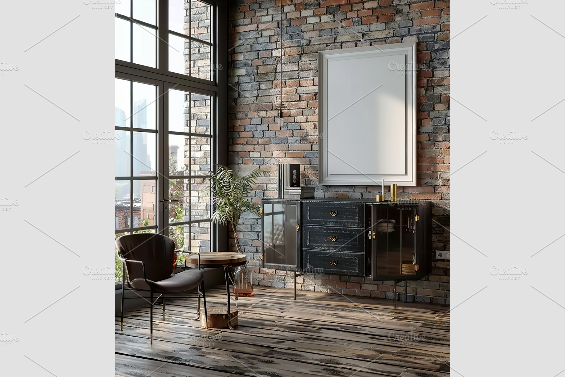 Frame Mockup in Living Room, an Architecture Photo by GFXCity