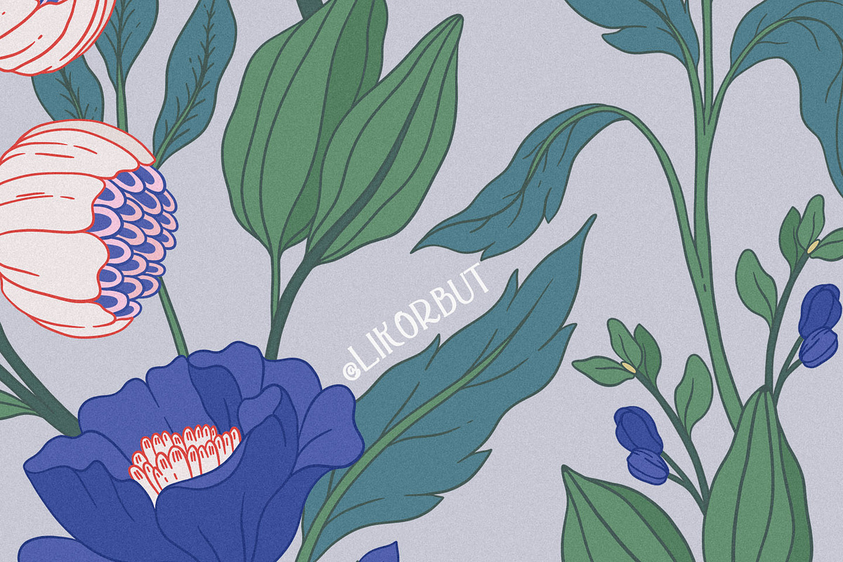 Modern Botanical Pattern and Plants, a Pattern Graphic by likorbut (Photo 15 of 15)