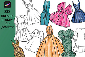 Procreate Brushes Stamps 30 Dresses