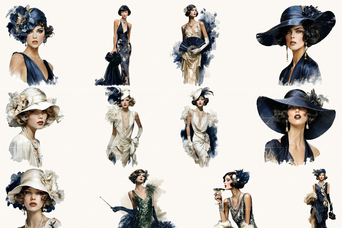 Roaring Twenties Clipart Bundle, a Person Illustration by BusyDaydesign (Photo 3 of 9)