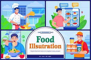 Animated Food Illustration Art Set, a Food Illustration by Prosymbols