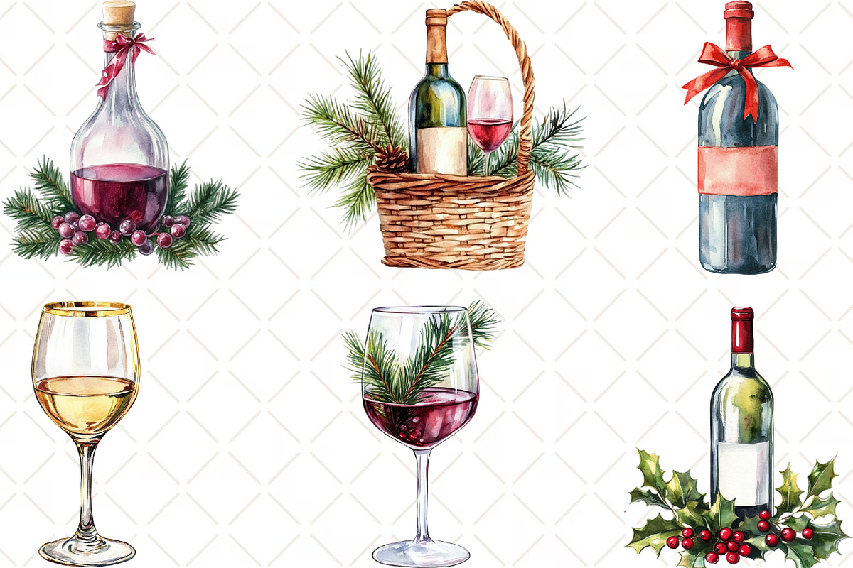Christmas Red Wine Clipart, an Illustration by Black Bird Studio (Photo 5 of 6)