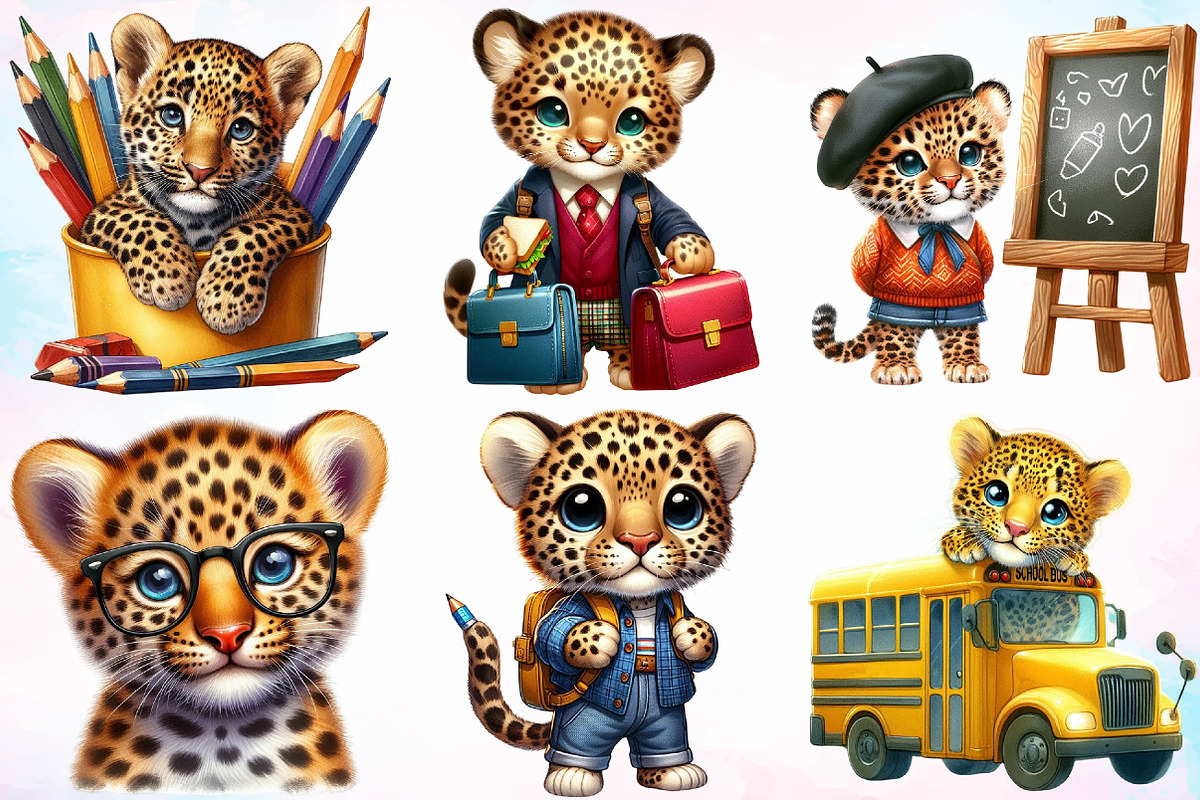 Leopards Back to School Clipart PNG, a Seasonal Illustration by Canvas Craft (Photo 2 of 4)