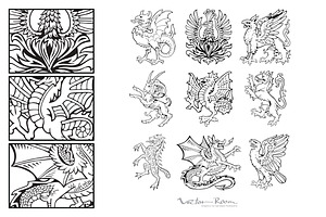 Set Of Heraldic Monsters