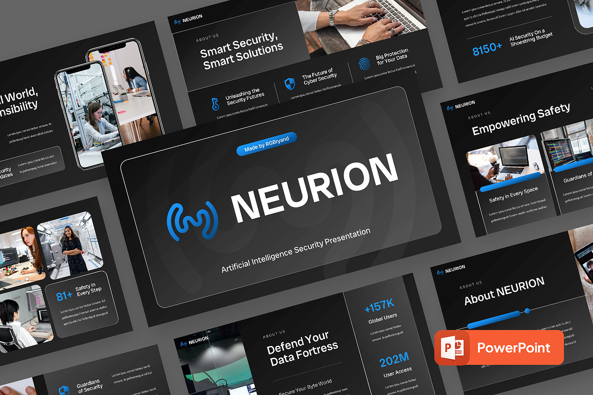 NEURION - AI Security Powerpoint, a Presentation Template by rgbryand (Photo 1 of 9)