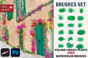 Foliage Grass Watercolor FREE BRUSH, a Brush Add-On by Alexiva (Thumbnail 1 of 5)