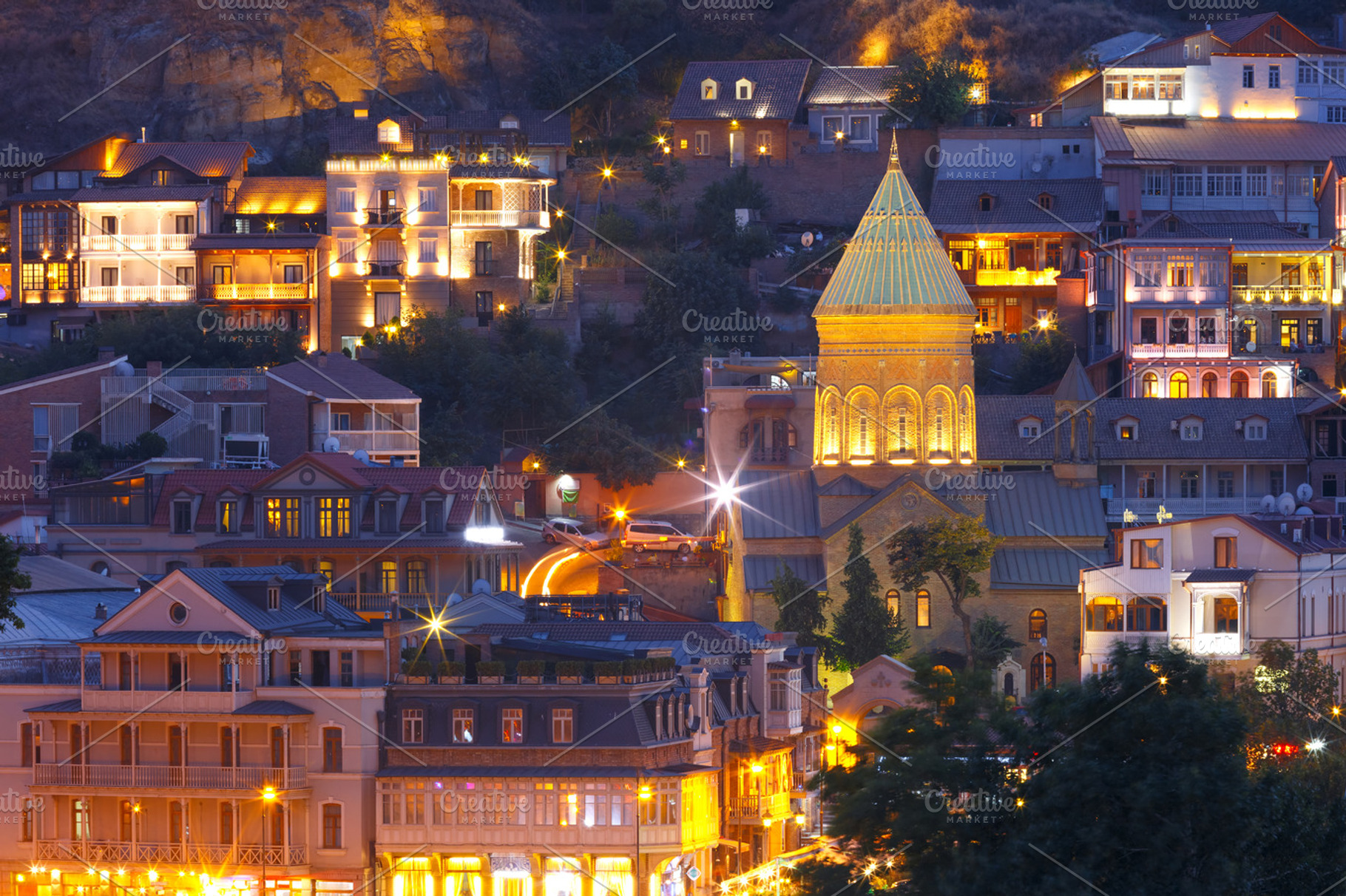 Old Town at night, Tbilisi, Georgia., an Architecture Photo by kavalenkava