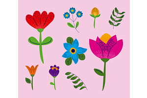 floral garden nine icons, an Illustration by studiogstock