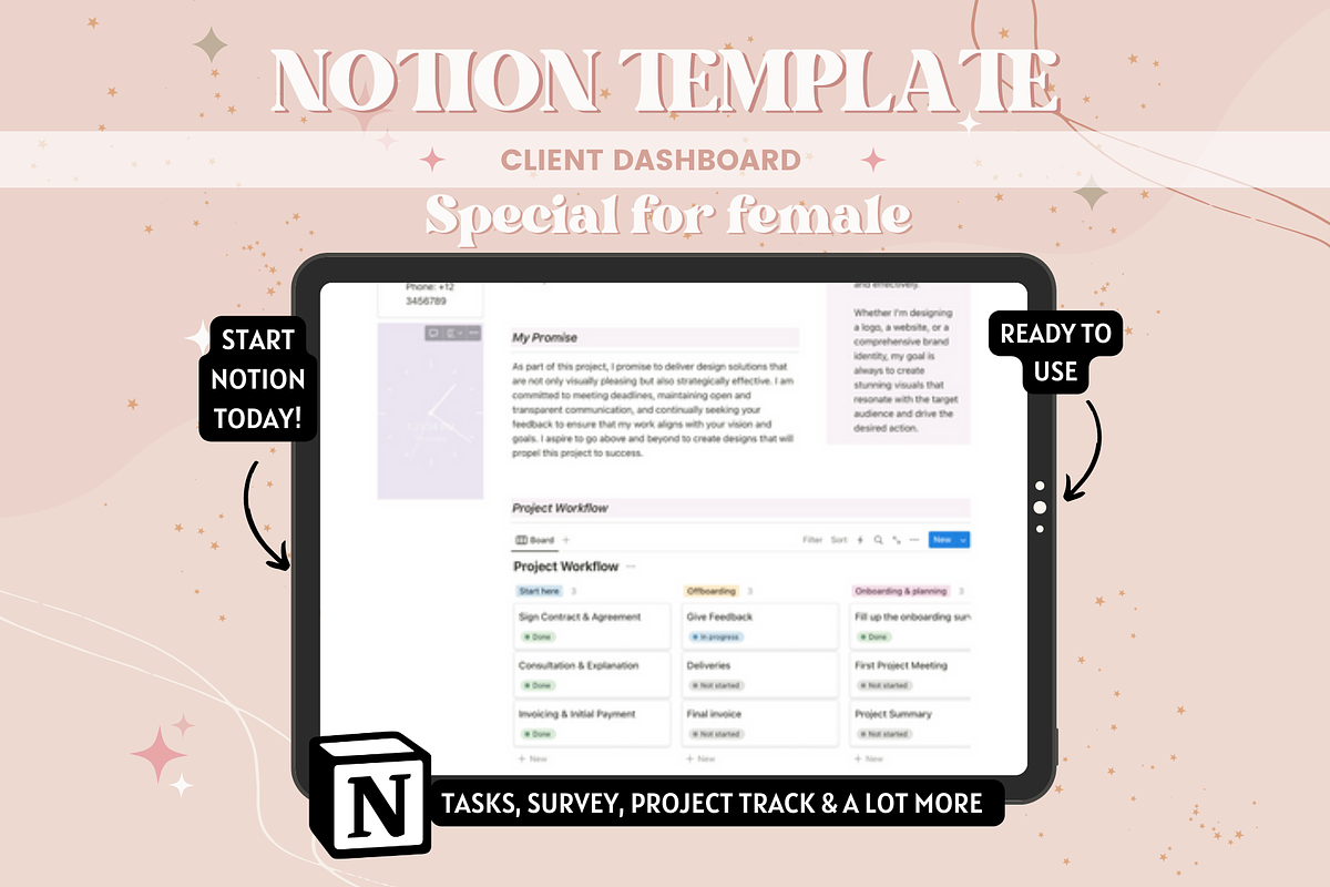 Client Dashboard Notion Template, a Templates & Theme by bellaROSEworkshop (Photo 9 of 10)