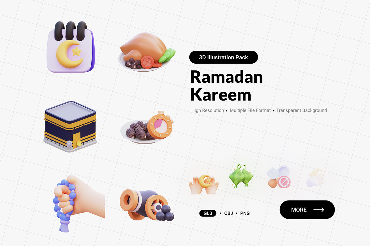 Ramadan Kareem 3D Illustration, an Object 3D Model by nixxdesign (Photo 1 of 5)