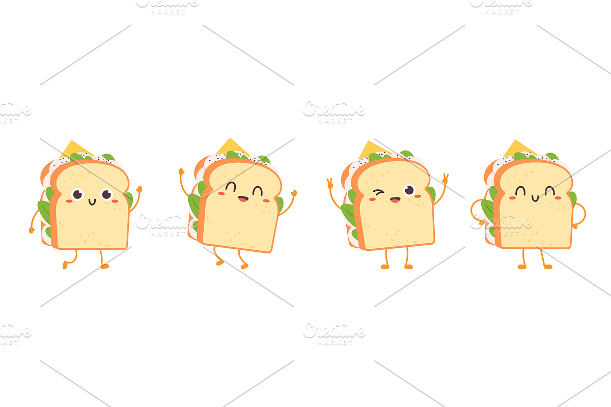 Funny sandwiches characters, a Food Illustration by LadadikArt