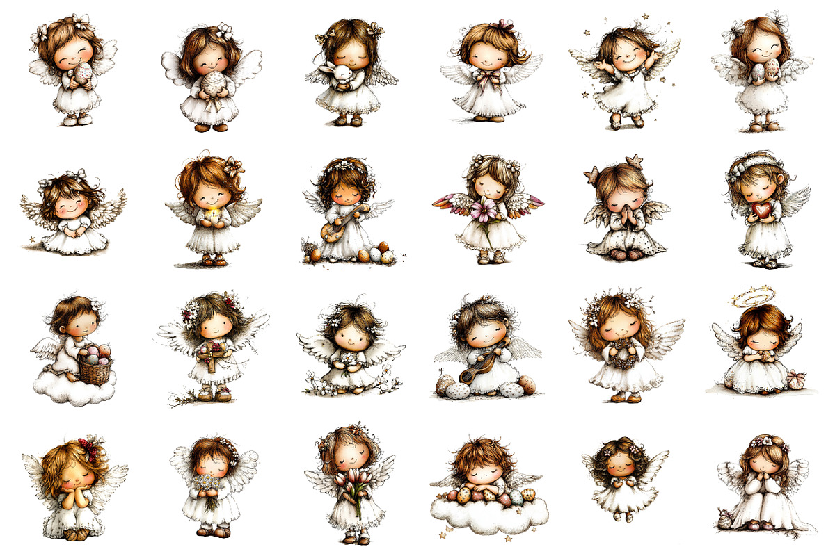 Whimsical Easter Angels Clipart, an Illustration by designcity5 (Photo 2 of 5)