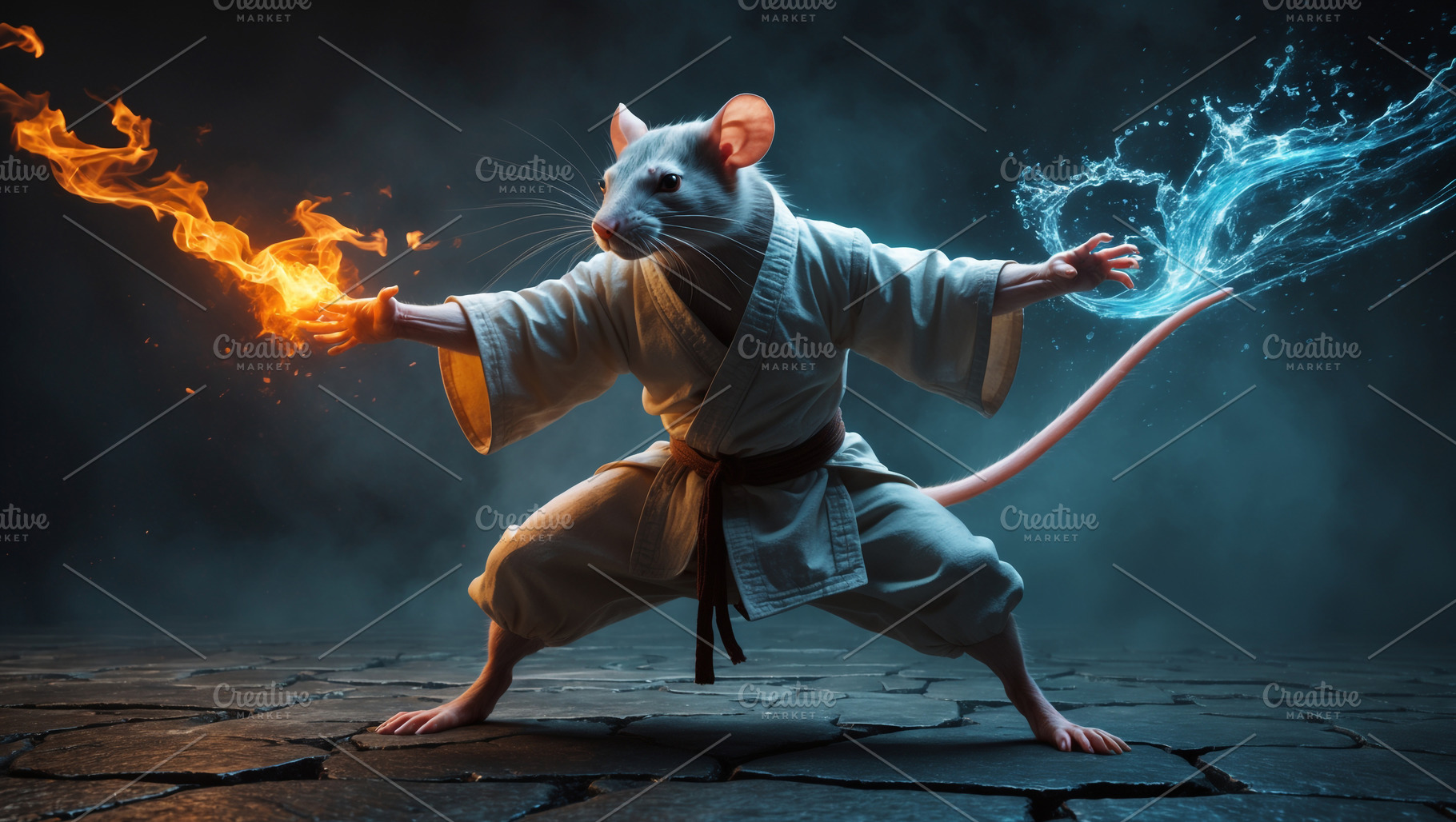Ferocious Rodent Karate Master Fire, an Arts & Entertainment Photo by Stock Shape