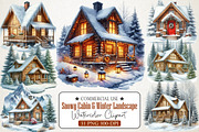 Snowy Cabin & Winter Landscape Png, an Illustration by RobertsArt (Thumbnail 1 of 4)