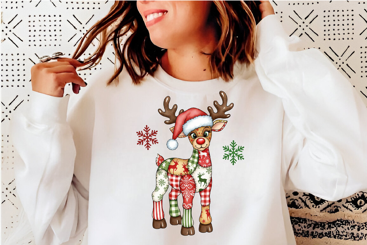 Preppy Patchwork Christmas Reindeer, an Illustration by SinaCreation (Photo 2 of 7)