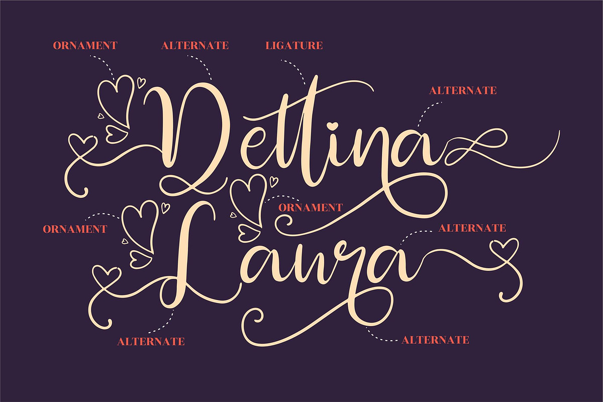 Dettina Laura Script LS, a Script Font by GranzCreative